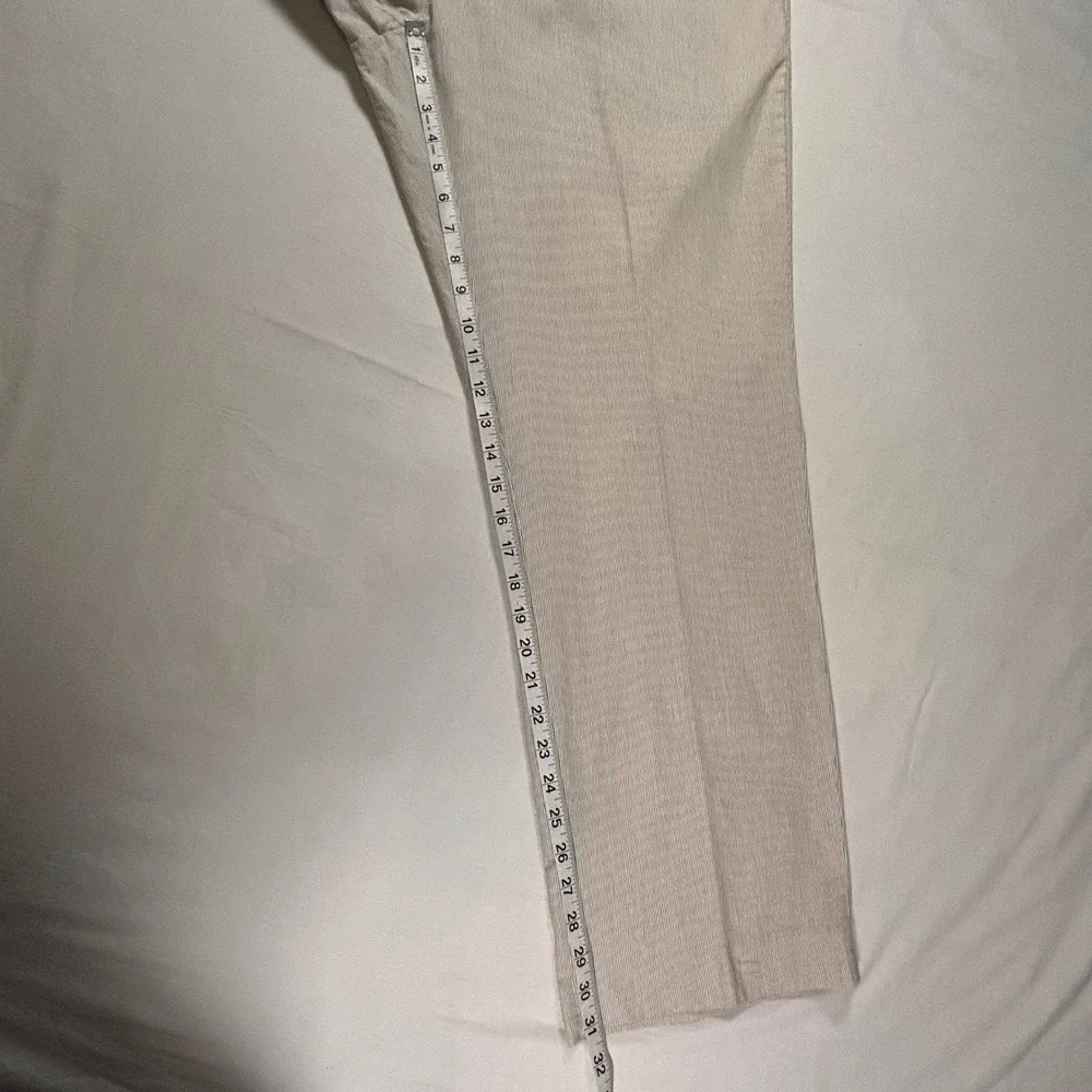 Alan Flusser Seersucker Pants Mens 40x32 Beige Micro Stripe‎ Flat Front Coastal